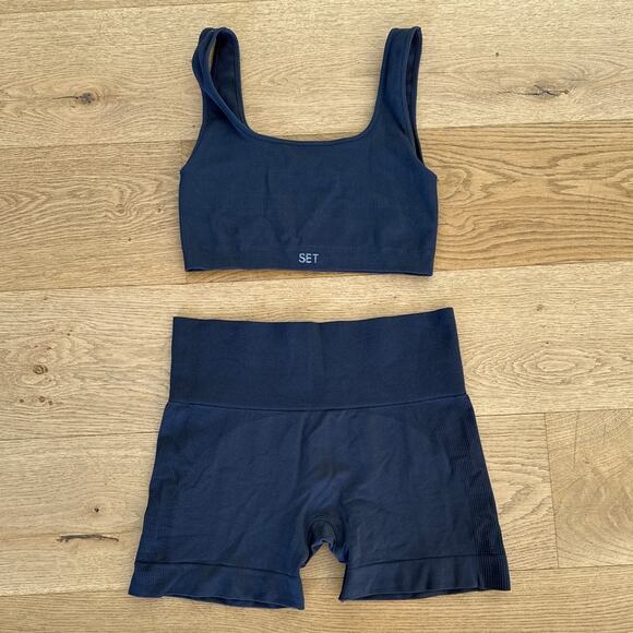 SET Active Other - Set Active - Sports Bra Crop Top & Bike Shorts in Gray Blue